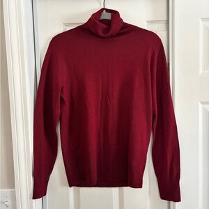 Red Merino Wool Blend Turtle Neck